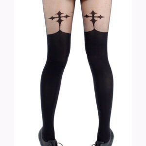 GOTH CROSS SUSPENDER TIGHTS